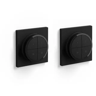 Philips Hue - 2er Pack Philips Tap Dial Schalter schwarz smarter Dimmer zur Steuerung von Leuchten, kabelloser Lichtschalter ohne Installation, schwarz