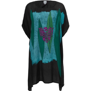 Viskose-Kaftan, Druck mittelblau, 36-42