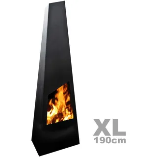 Terrassenofen Garten Kamin Feuerstelle Feuersäule  Chingo Black Gartenkamin