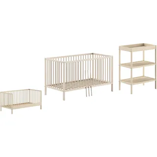 Vipack DINO Baby-/Junior Set best. aus Baby/Juniorbett und Wickelregal, Buche massiv - versch. Ausführungen - Natur