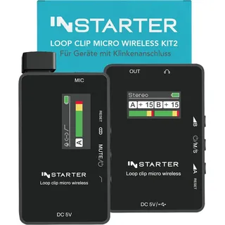 Instarter drahtlos Lavalier Wireless System mit eingebautem Funkmikrofon, Kabellos für Handy, Tablet, PC mit 2 Sender und 1 Empfänger mit 50m Rei...