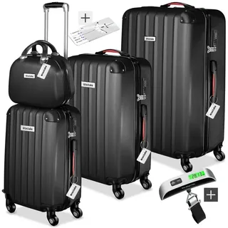 Tectake Koffer-Set 4-tlg. schwarz