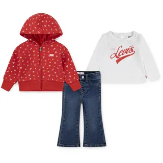 Levi's Neugeborenen-Geschenkset "LVG,PC FZ TEE,JEANS SET", Mädchen, Gr. 9M74, weiß (blanc de blanc), Jersey, Obermaterial: 64% Baumwolle, 26% Polyester, 8% Viskose, 2% Elasthan. Sweatware: 60% Baumwolle, 40% Polyester.