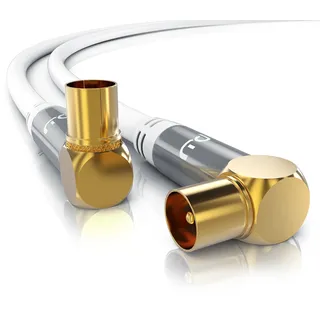 CSL - 1,5m Antennenkabel 8k 4k HDTV 135dB 75 Ohm 90 Grad gewinkelt - Premium Antennenkabel - Full HD 4k UHD - Stecker 90 Grad zu Kupplung 90 Grad - DVB-T und DVB-T2 DVB-C DVB-S DVB-S2 Radio