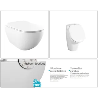 Bäder Boutique FREE Wand-WC spülrandlos mit SoftClose WC-Sitz & Urinal mit Deckel, weiß