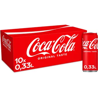 Coca-Cola Classic - prickelndes Erfrischungsgetränk mit unverwechselbarem Coke-Geschmack - koffeinhaltiger Softdrink in Einweg Dosen (10 x 330 ml)