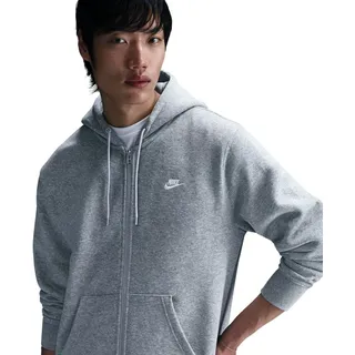 Nike Club Fleece-Kapuzenjacke Herren 063 - dk grey heather/lt smoke grey/white S