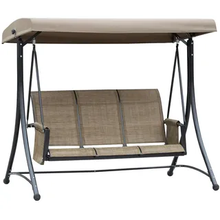 Outsunny Hollywoodschaukel Braun 3-Sitzer