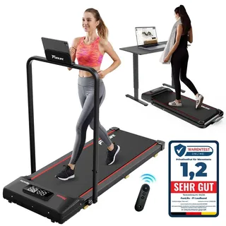 funlife F1 Laufband für Zuhause klappbar-3-in-1 mit Haltegriff, komfort, kompakt & leise für Schreibtisch, Senioren & Reha geeignet... rot