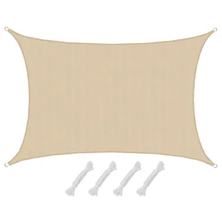 AMANKA UV Sonnensegel 4x6 HDPE Rechteckig Sonnenschutz Überdachung Garten Balkon Beige