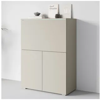 Home Affaire PC-Schrank HOME AFFAIRE "Vera, Sekretär, Home-Office-Schreibtisch mit LED-Beleuchtung", beige (kaschmir), B:90cm H:125,1cm T:42cm, Sekretäre, Multifunktional mit Stauraum, klappbare Tischfläche, LED, B 90 cm