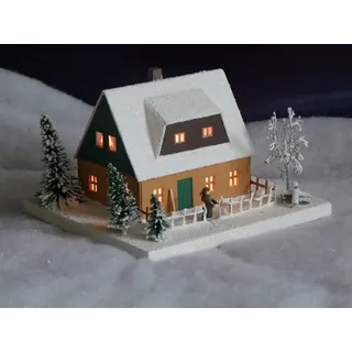 Weihnachtshaus Lichterhaus Erzgebirgshaus LxBxH ca 19 x 17 x 12 cm NEU bunt