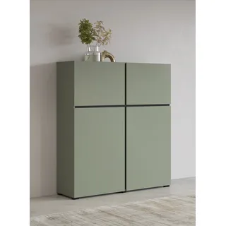 INOSIGN »Cross, moderne grifflose Hochkommode mit 4 Türen,Türkommode« Hochschrank, Höhe 139 cm mit viel Stauraum, Einlegeböden verstellbar