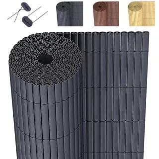 DVAURLIAN PVC Sichtschutzmatte, Balkon Sichtschutz mit Kabelbindern, Sichtschutzzaun Wasserdicht Windschutz für Garten, Balkon und Terrasse (Anthrazit, 80x400cm)