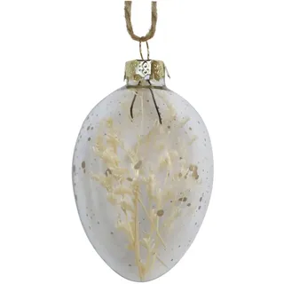 Chic Antique Osterei aus Glas mit Blumen, H7 x Ø4 cm, klar, hell