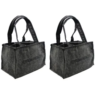 Hillfield® Filz Herrentasche Bottlebag Herrenhandtasche, Filztasche, Flaschentasche, Flaschenkorb, Flaschenträger für 6 Flaschen bis 0,5l, anthrazit (2 Stück, Filz)