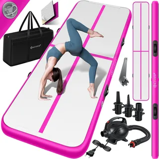 Kesser KESSER® Turnmatte Aufblasbar Airtrack 2m/3m/4m/5m/6m Fitness-Matte Gymnastikmatte inkl. Tragetasche | elektr. Luftpumpe Yogamatte, Tumbling Matten, Trainingsmatte, Turn- & Fitness