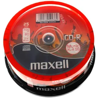Maxell 25 Maxell CD-R 700MB Music XL-II 80 in Cake -Box besonders für Musik geeignete 80 MU Rohlinge, 628523.59.GB
