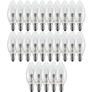 NCC-Licht 25 x Halogen Leuchtmittel Kerzen 28W fast 40W E14 klar warmweiß 2700K dimmbar 2000h