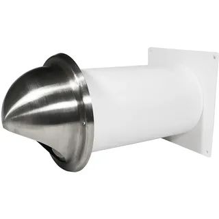 EASYTEC® Mauerkasten DN150 mit Teleskoprohr, Rückstauklappe und Edelstahl-Blende für Dunstabzugshauben Ø 150 mm