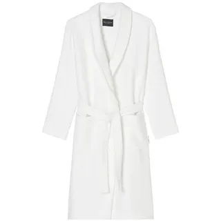 Marc O'Polo Home Herrenbademantel Premium Men, Midilänge, Baumwolle, Schalkragen, Gürtel, aus GOTS-Bio-Baumwolle mit Waffelpiqué & Frottee weiß XXL