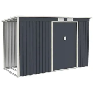 Juskys Geräteschuppen M mit Holzunterstand links 2,63 x 1,17 m anthrazit