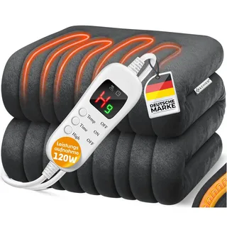 Kesser KESSER® Heizdecke aus Plüsch TÜV SÜD GS geprüft elektrische Wärmedecke mit Timer Abschaltautomatik Kuscheldecke 9 Temperaturstufen waschbar bis 40°C Digitalanzeige