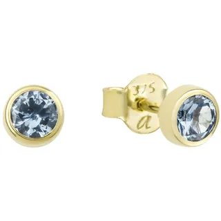 Amor Ohrstecker 2013590 Gelbgold mit Aquamarin blau 4mm