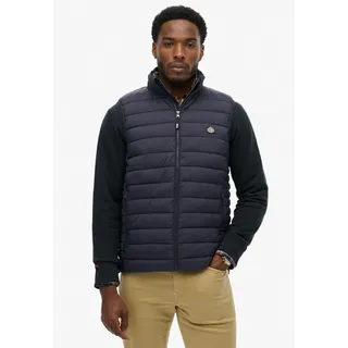 Superdry Steppweste SUPERDRY "Fuji Lite Padded Gilet", Herren, Gr. L, eclipse navy, Steppware, Obermaterial: 100% Nylon, unifarben, normal normal, ohne Ausschnitt, Westen Steppweste, Steppware, normal geschnitten