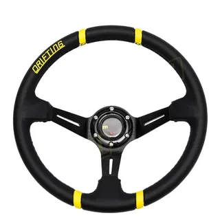 ZHANGSHUMIN Sportlenkrad Universal 14 Zoll Deep Dish Lenkrad Leder Racing Sport Gaming Lenkrad Holzlenkrad(Noir)