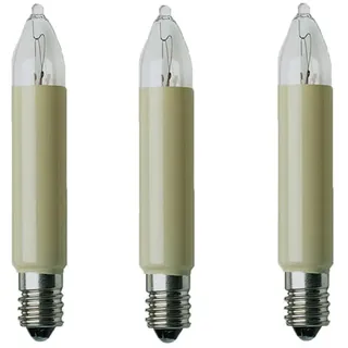 ShuoHui Ersatz-Kleinschaftkerze 23v 3w E10 für Lichterketten Innen und Außen, birnen für lichterbogen, lichter klar warmweiß/shaft elfenbein E10 23 V / 3 W/Ø 11mm 65mm (10)