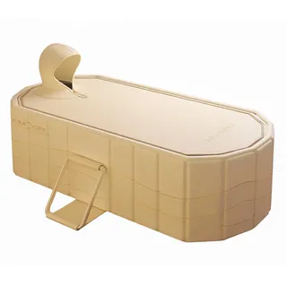Simcat Faltbare Badewanne für Erwachsene – Tragbare Freistehende Badewanne mit Deckel, Ideal für Heim-SPA, Outdoor & Familien – Extra Groß (150x55x50cm, Gelb)