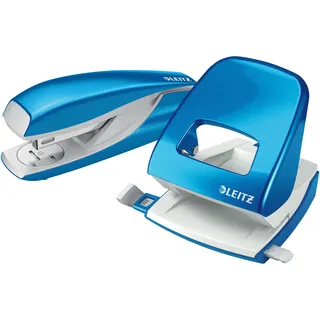 Leitz Locher und Heftgeräte Set WOW 5095 blau-metallic