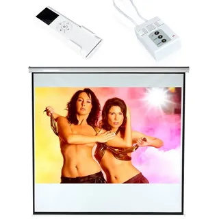 Mucola 203x203cm MOTOR LEINWAND BEAMER FFB HEIMKINO BEAMERLEINWAND 120 Motorleinwand (Schweres 3-Schicht Gewebetuch ca.500 g/m) weiß