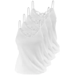 Yenita 4 stück Damen Unterhemden Spaghettiträger aus Baumwolle ÖKO Tex Standard 100, mit schöner Spitze, Gr. 52/54 - 52-54