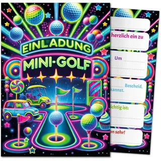 10 Einladungskarten Kindergeburtstag Minigolf Minigolf-Party Mädchen Jungen Einladungen Geburtstag Kinder Mädchengeburtstag Jungsgeburtstag Kinderparty Geburtstagseinladungen Outdoor-Party