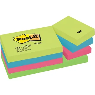 Post-it Post-it® Energetic Collection Haftnotizen 653TFEN farbsortiert, 12 Blöcke