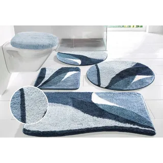 my home Badematte Magnus, Badvorleger, Badezimmer Teppich, Höhe 20 mm, rutschhemmend beschichtet, schnell trocknend, strapazierfähig, Polyacryl, rechteckig, mehrfarbig, Badteppich, Badematten auch als 2 teiliges Set & rund blau rechteckig | 55 cm x 50 cm x 20 mm