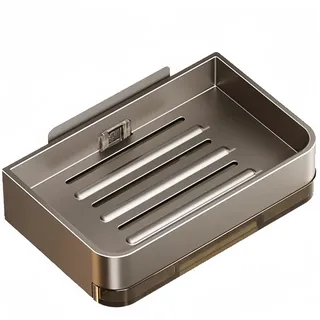 Elivida Seifenschale Edelstahl Seifenhalter, Moderne Bar Seifenhalter für Dusche Bad, Klebende große Seifenschale, abnehmbare Seifenhalter für Dusche oder Waschbecken, 8.1x13.2cm (grau)