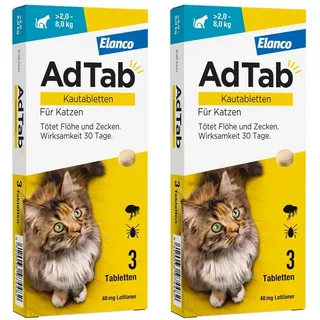 Elanco 48 Mg Kautabletten für Katzen 2 x 3 >2-8 Kg