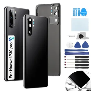 RongZy Ersatz für Huawei P30 Pro Backcover Akkudeckel batterietür Gehäuse Rückseite mit Tool kit (Schwarz)