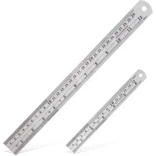 2 Stück Metall Lineal 30cm 15cm Stahllineal Metalllineal Metall Lineale Messwerkzeug Metal Ruler für Lehre Büro Zeichnen Engineering
