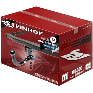 STEINHOF NEU Anhängerkupplung AHK abnehmbar-vertikal kompatibel mit Audi Q3 2011-06.2018 mit 13-polig Universal-Elektrosatz