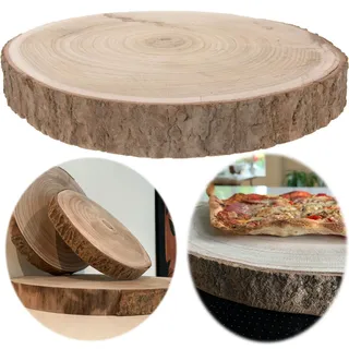 LS-LebenStil Rindenbrett Rindenscheibe Ø 18-25cm Rund Holzscheibe Natur Geschliffen Baumscheibe Holztablett Deko-Teller Kerzenteller Holzplatte Holzbrett Tortenplatte Holz Tablett Tisch-Deko