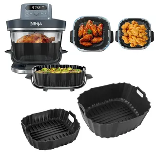 2 Stück Silikonform Heißluftfritteuse Zubehör für Ninja Crispi Pro 6-in-1 Glass Air Fryer, Wiederverwendbar Auflaufform Airfryer Silikon Einsatz, Silikon Backform Zubehör für Ninja Crispy Pro AS101CY