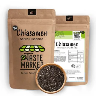 TASTE MARKET Guter Geschmack 100 g BIO Chiasamen | Salvia Hispanica | Chia Samen schwarz | naturbelassen | BIO Qualität