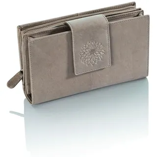 HJP RFID-Geldbörse Dahlie Leder, (Farbe: taupe) Damen Frauen Geldbeutel Grau