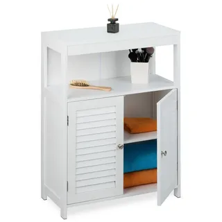 Relaxdays Weißer Badschrank Weiß,Silber