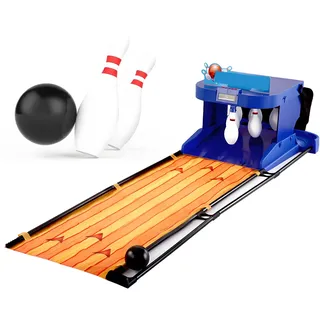 DNEPEI Bowlingbahn-Spiel für zu Hause, elektrische automatische Punktezählung und Rücksetzung, mit LED-Bildschirm und Soundeffekten, kompakte Indoor-Sportkonsole für alle Altersgruppen 3.5m/11.5ft