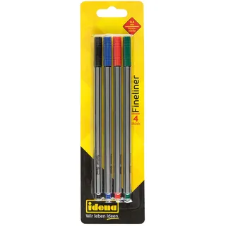 IDENA Fineliner 0,4mm rot blau grün schwarz 4 Stück